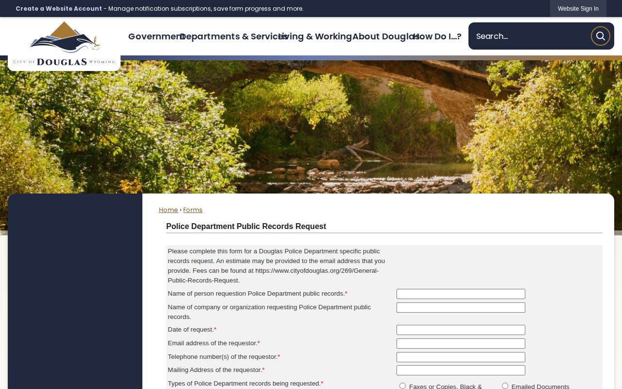 Douglas Arizona public records request form