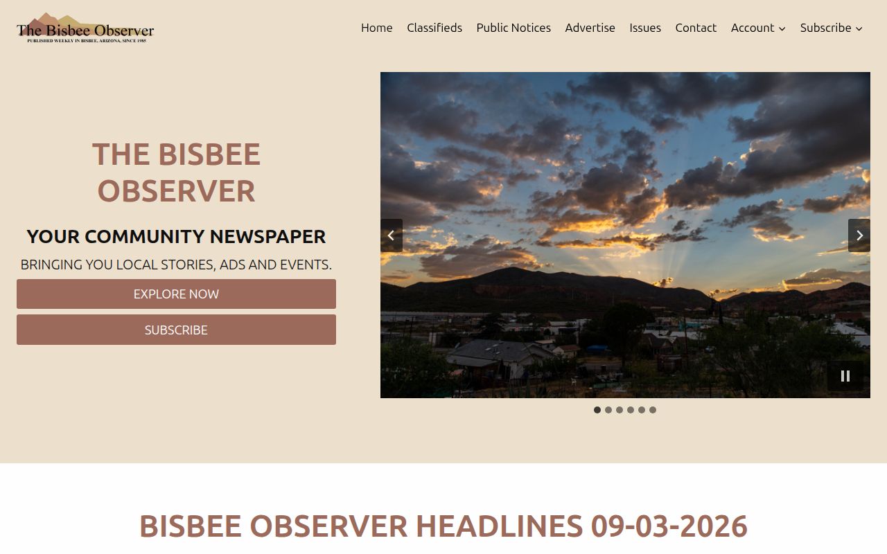 Bisbee Observer local newspaper website